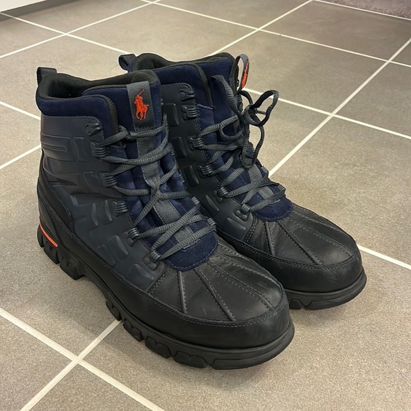 Polo Ralph Lauren Other - Polo Ralph Lauren Delton Winter Boots navy blue orange Mens Size 12